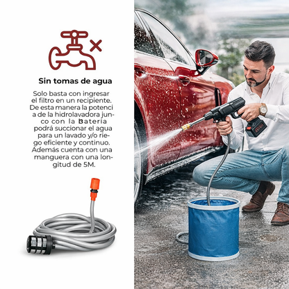 | Hidrolavadora Portátil Recargable 2 Baterías + Aspiradora Vacum 3 en 1 TurboJet™ |