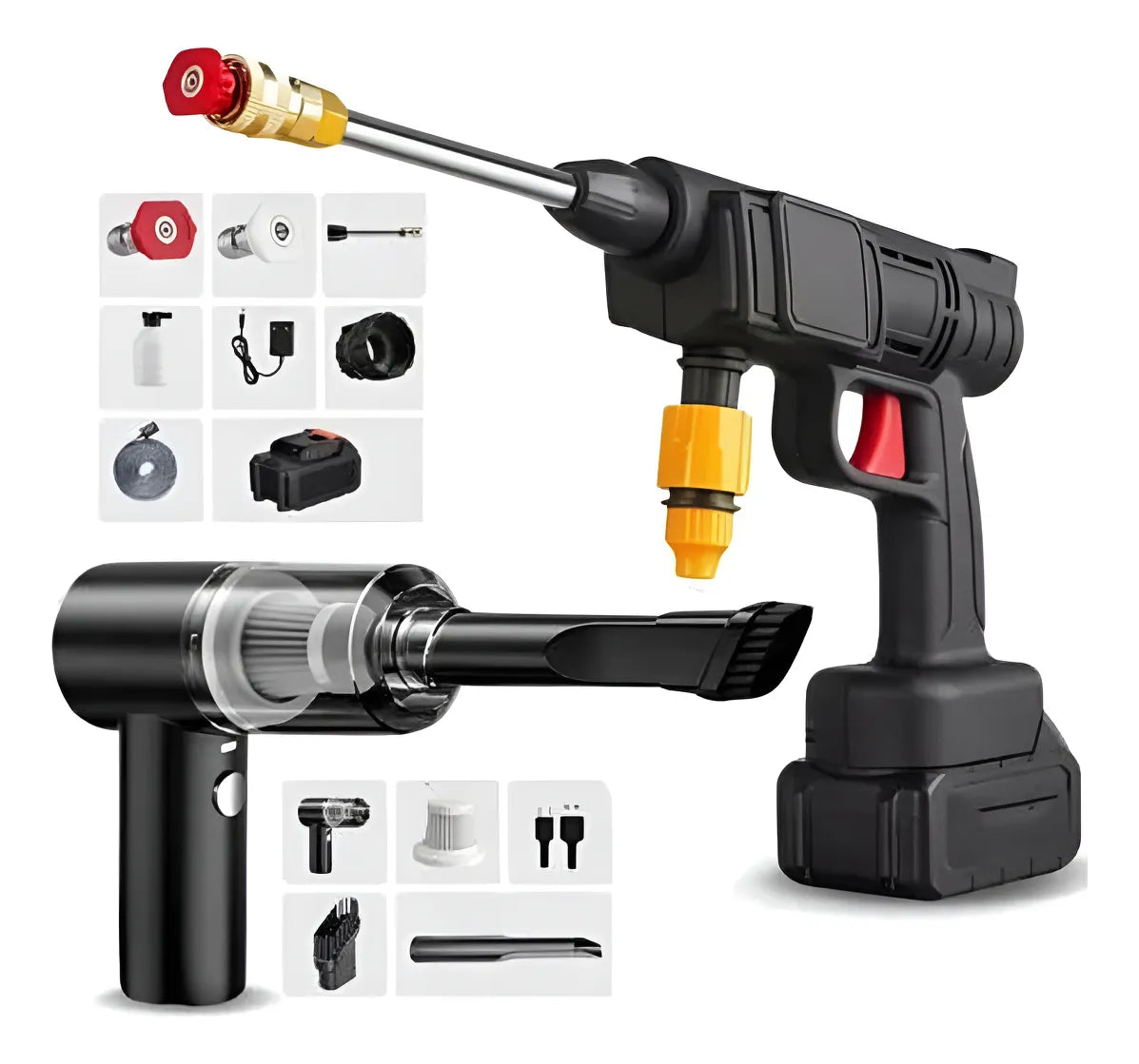 | Hidrolavadora Portátil Recargable 2 Baterías + Aspiradora Vacum 3 en 1 TurboJet™ |