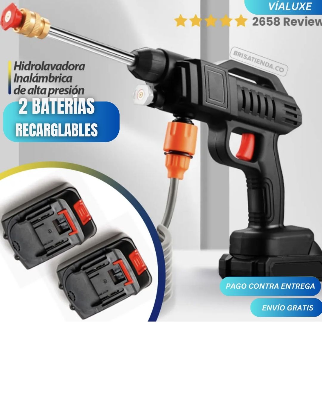 Hidrolavadora Inalambrica 48v 2 Baterias | Portátil Recargable